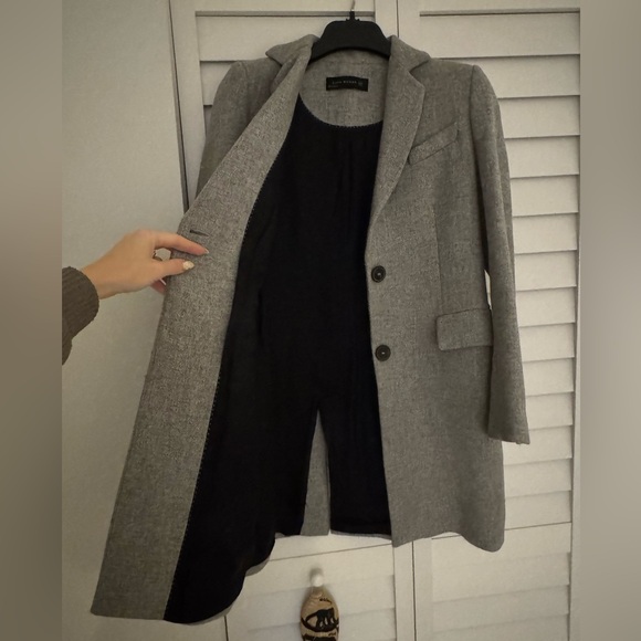 ZARA light gray wool blend women fitted coat size XS - Picture 6 of 14